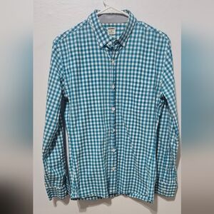 Bonobos Slim Fit Blue White Gingham Plaid Mens Button Down Long Sleeve 100% B8